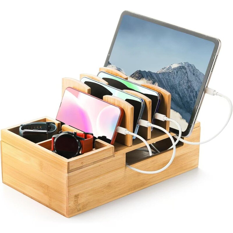 Cross-Border Wooden Mobile Phone and Tablet Charging Box, Computer and Mobile Phone Data Cable Organizer and Storage Box, Watch Charging Station Wooden Box Cross-Border Wooden Mobile Phone and Tablet Charging Box, Computer and Mobile Phone Data Cable Organizer and Storage Box, Watch Charging Station Wooden Box