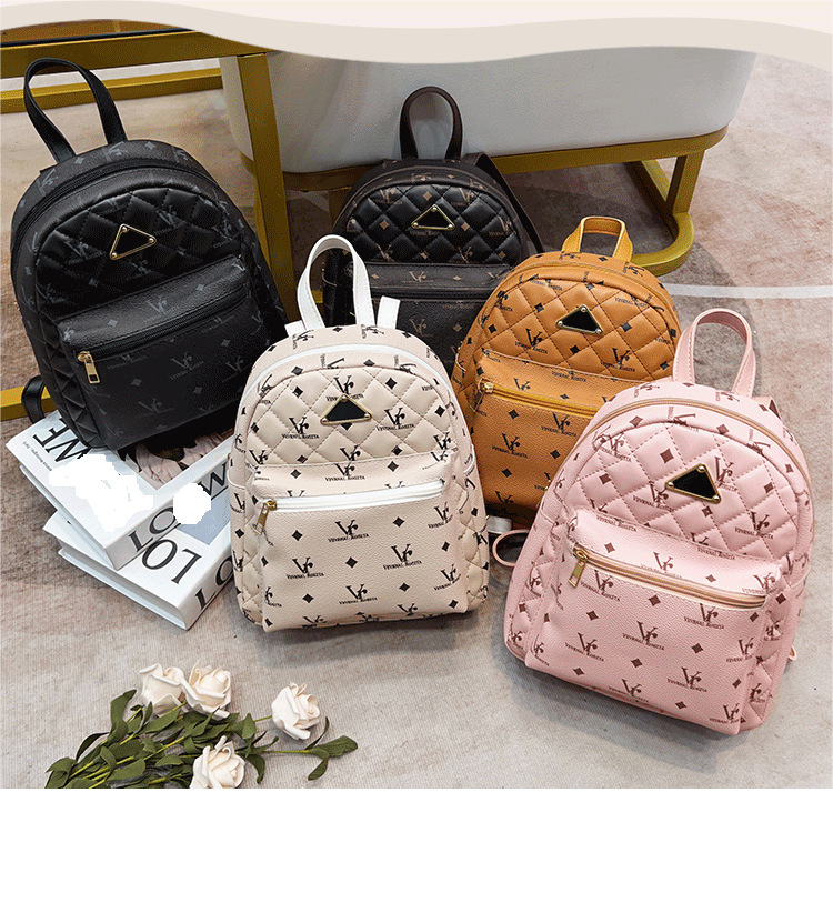 Waterproof 13 Inch Letter Lingge Travel Shopping Women's Backpack display picture 1