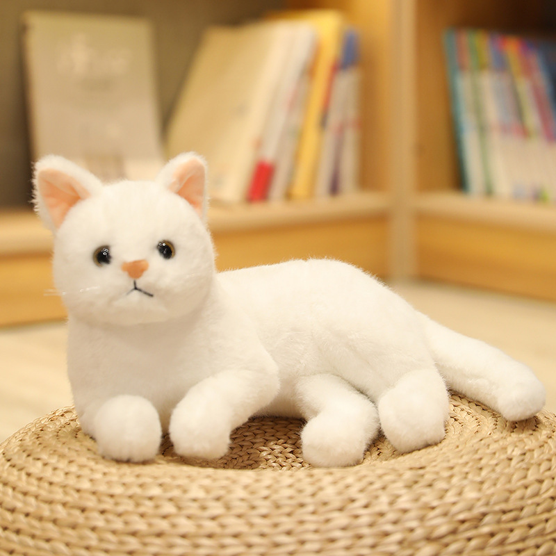Muñeco de gato de simulación tumbado, muñeco de gatito, gato durmiendo lateral, juguete de peluche, decoración del hogar, regalo de punto escénico