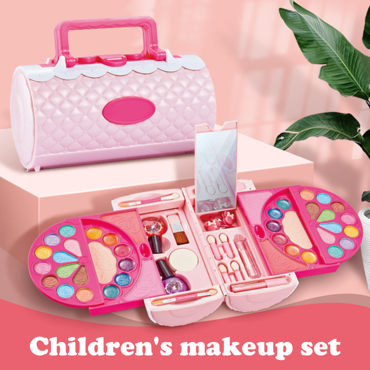 跨境女孩彩妆化妆品玩具套装儿童可水洗口红眼影化妆品手提化妆包