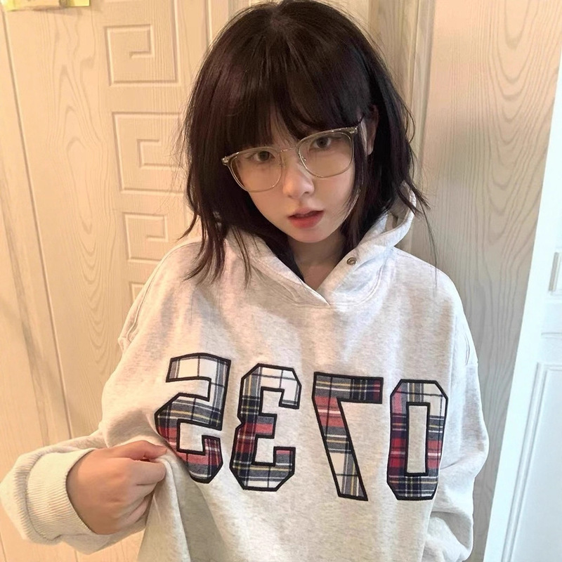 连帽卫衣女国潮美式oversize情侣学生宽松秋冬新款加绒加厚上衣服|undefined