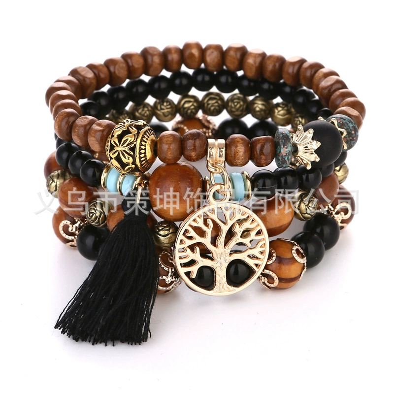 Ethnic elastic beaded bracelet, boho style, ethnic style, (Physicals)