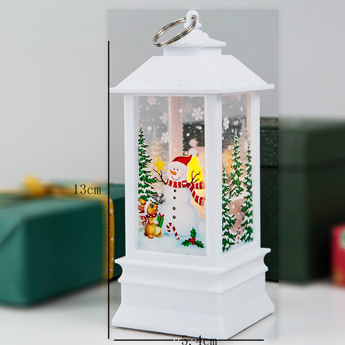 Linterna cuadrada pequeña de Navidad, adorno decorativo de escritorio, decoración colgante para árbol de Navidad, luz nocturna retro, regalo de Navidad