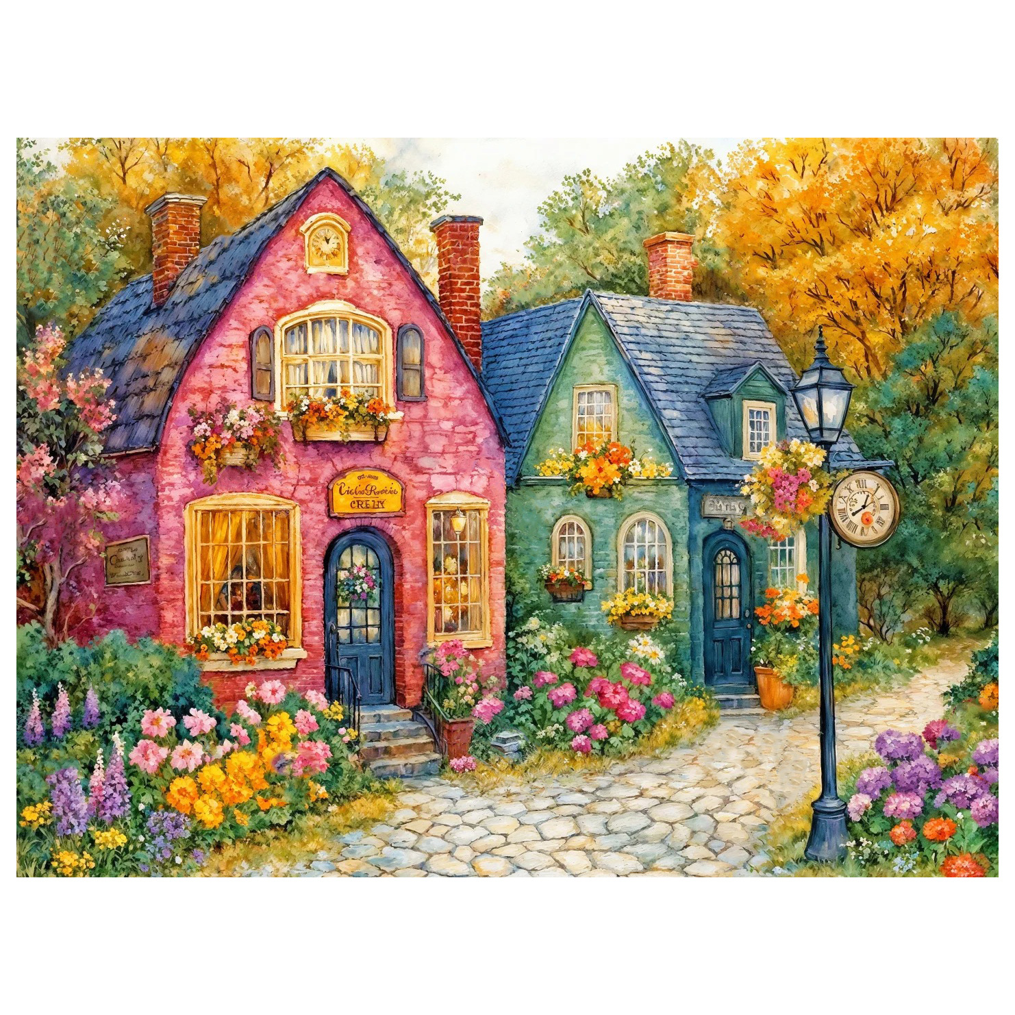 Diamante 5D dibujo de paisaje lleno de diamante cómic cabina bordado de diamantes diy redondo bordado de diamantes dibujo de diamantes a mano decoración para el hogar