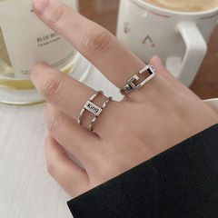 Lan Zhi Simple Insta-style Ring for Women, Non-fading, Personalized, Versatile, Niche Accessory, Fashion Open-mouth 925 Pure Silver Ring