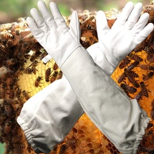 羊皮手套养蜂工具手套蜜蜂防护防蜂蛰手套透气帆布捉蜂采蜜臂慧熊