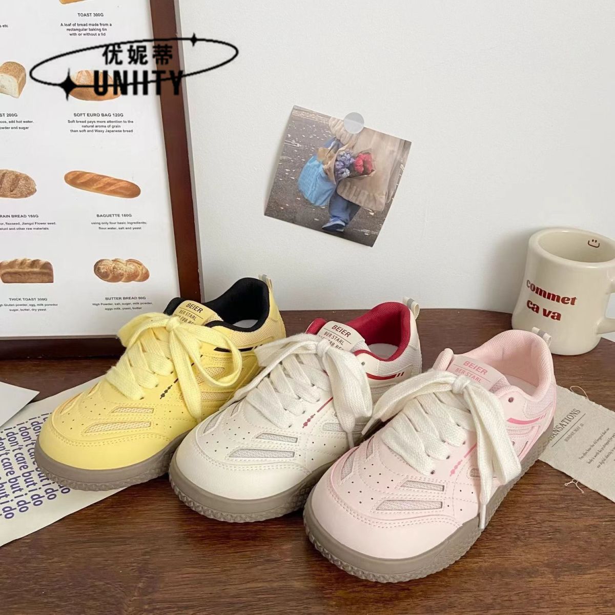 Zapatos de skate rosa de entrenamiento de doble red de mujer de verano nuevo chic nicho coreano transpirable Gump zapatos blancos