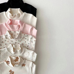 Korean style children's clothing for small and medium-sized children in autumn and winter for boys and girls half-high collar long-sleeved T-shirts baby fashionable bottoming shirts children's tops