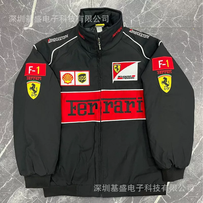 Пуховик (Ferrari) с длинным рукавом, с вышивкой, европейский стиль, на заказ, размеры S–XXL