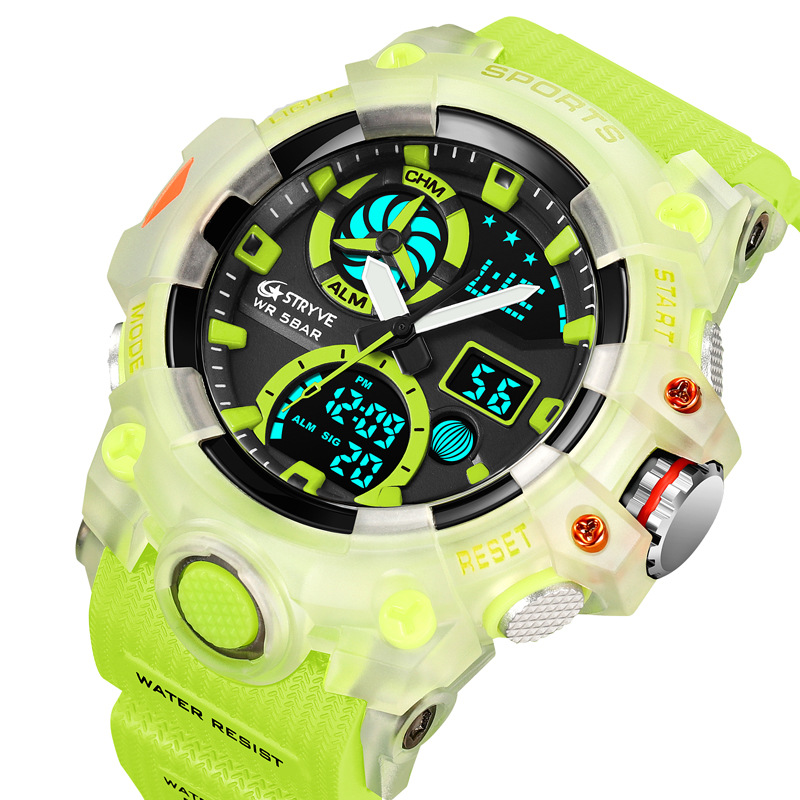 STRYVE reloj electrónico de moda transfronteriza deportes multifunción luminoso doble pantalla sincronización reloj de estudiante e-commerce transmisión en vivo