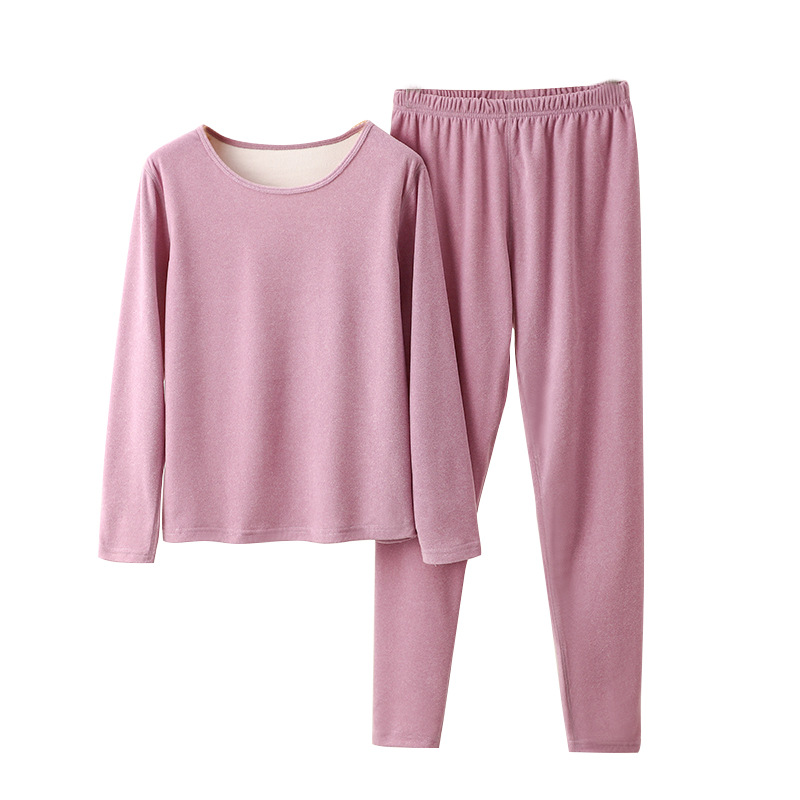 대형 열 속옷 여성의 가을과 겨울 기모 두꺼운 벨벳 난방 가을 의류 바지 캐시미어베이스 세트