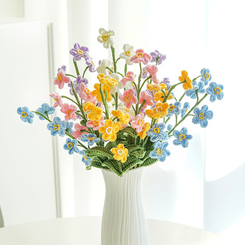 Forget-me-not finished woven bouquet, creative forest style with European and American artificial flowers, handmade gift for girlfriend