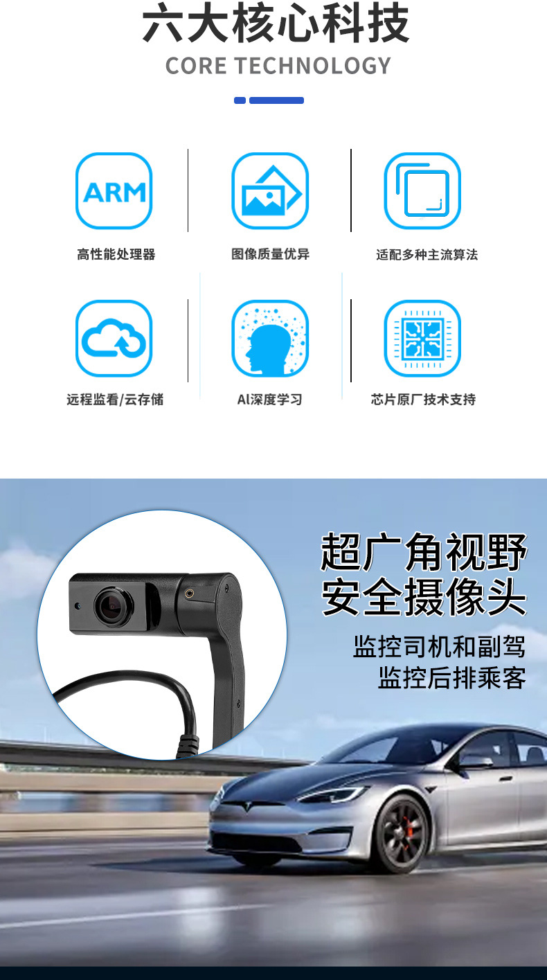 Dual-Camera Vehicle Reversing Monitoring System with Dual Lenses, Two-Way Ahd High-Definition 1.3 Million Pixels 960P for Online Ride-Hailing Taxis