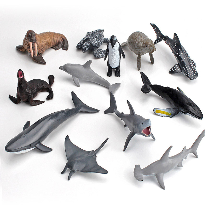 Simulación de la vida marina modelo estático conjunto de delfines ballenas tiburones juego de 12 piezas cognitivo infantil juguete de educación temprana