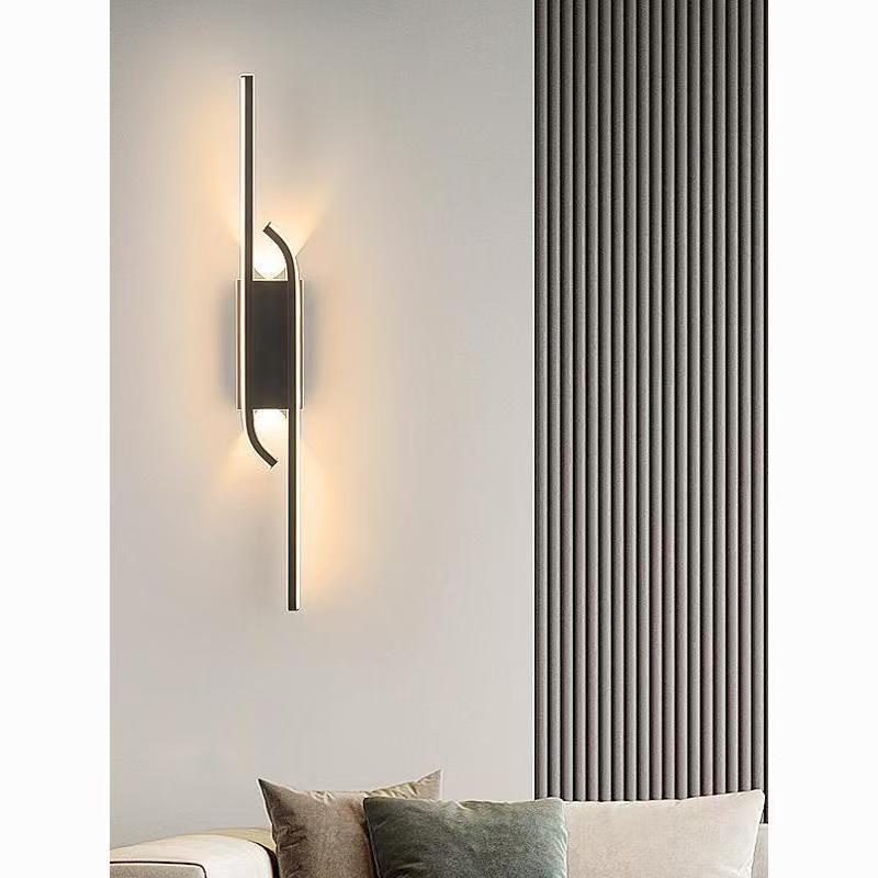 Moderno LED TV de línea larga simple lámpara de fondo pared lámpara de parrilla luz lujosa pasillo dormitorio sala de estar lámparas Zhongshan