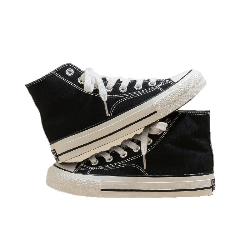 Retro clásico de la década de 1970 tres veces vulcanizado aceite brillante zapatos de lona de alto perfil para hombres y mujeres parejas de zapatos de skate de estudiantes versátiles