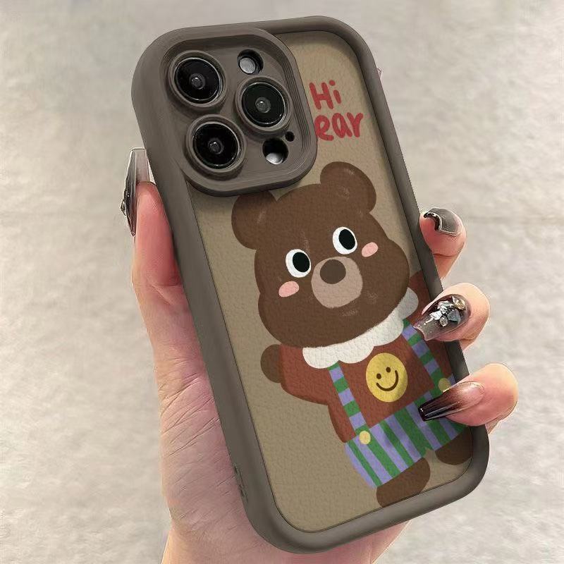 Cute Han Han Bear Adecuado para iPhone 16pro Funda para teléfono móvil Apple 15/14 Dibujos animados 13promax Nuevo 12