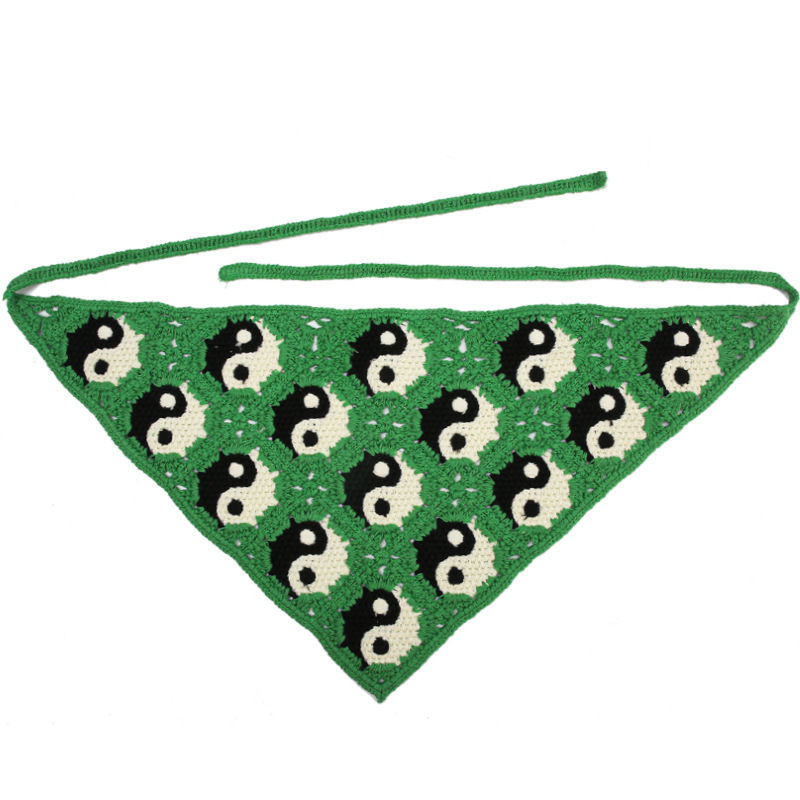 Francia cereza toallas triangulares mujeres primavera y otoño viajes padres-hijos gancho de punto flores hueco pañuelo de arte correa de pelo gorro