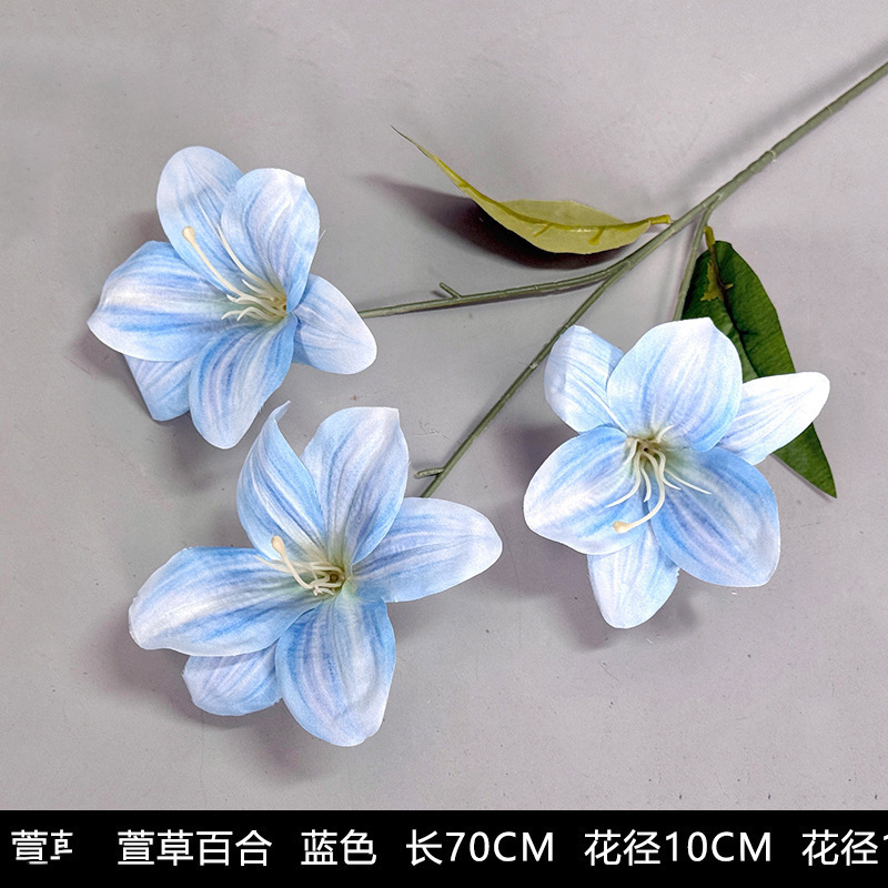 蓝色仿真花高级感逼真假花仿真玫瑰花婚庆婚礼装饰插花花束热销批|undefined