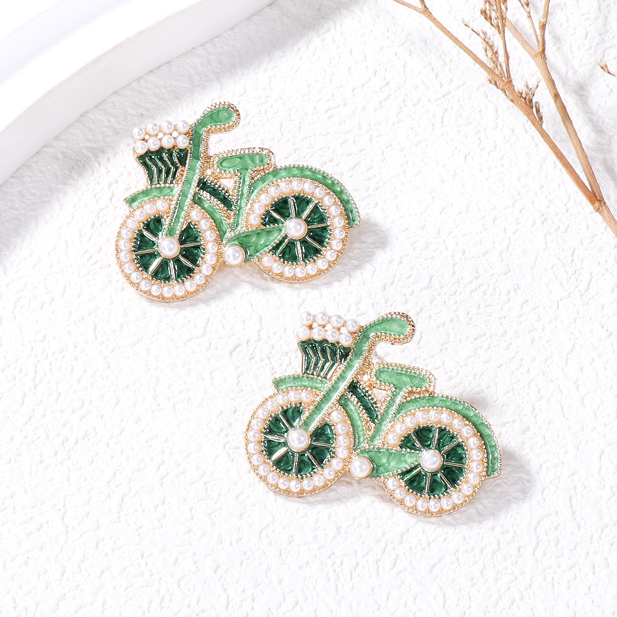 Cute Sweet Bicycle Alloy Artificial Pearls Women's Ear Studs 1 Pair display picture 22