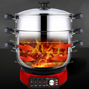 Timing 304 Electric Pot Electric Pot Multi-functional Household Electric Cooking Pot Frying, Cooking, Stewing and Stir-frying Integrated Electric Steamer Supply