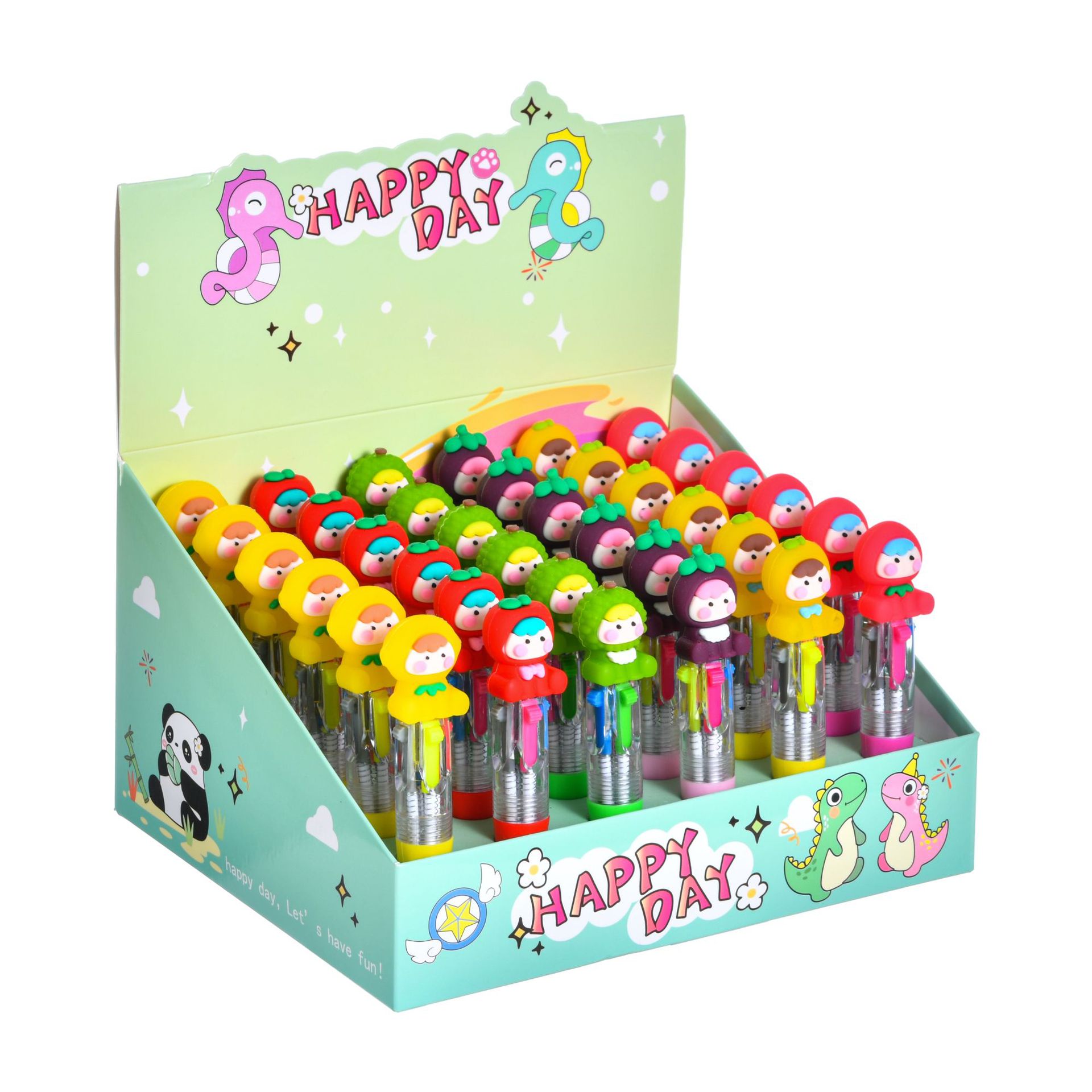 Caricatura encantadora capibara mini bolígrafo de cuatro colores bolígrafo de cuentas de mano de colores estudiantes premios papelería al por mayor