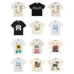 高バージョン GU Home 25SS 新しい漫画楽しいトレンディなブランドプリント半袖男性と女性のルーズ T シャツ外国貿易クロスボーダー