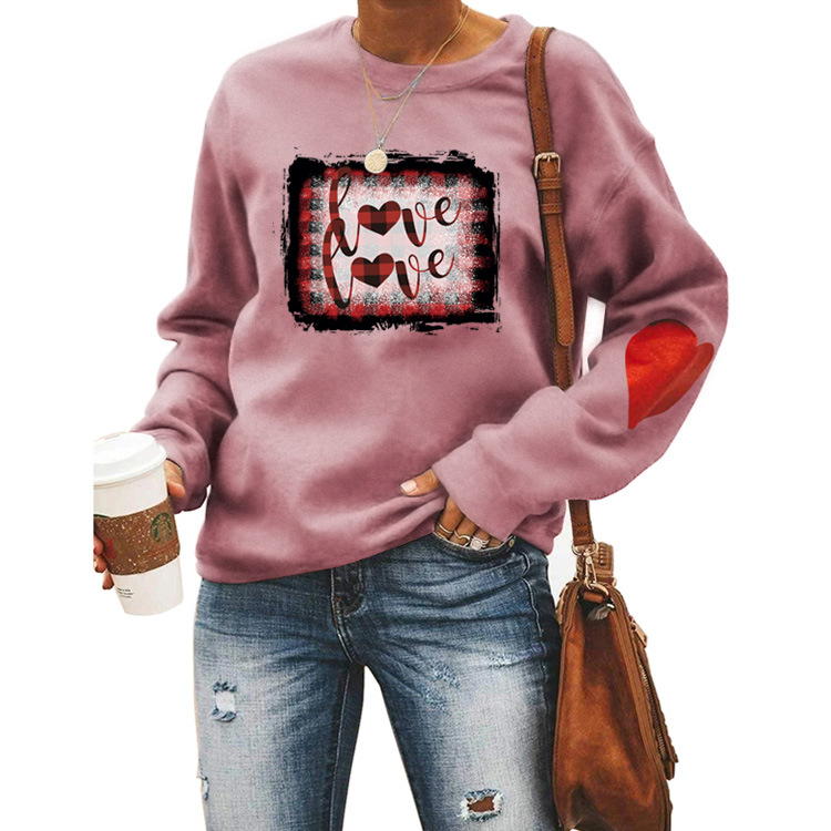 Women's Hoodies Long Sleeve Rib-knit Casual Letter Heart Shape display picture 22