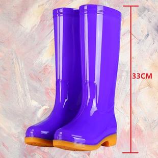 Rain boots non-slip high tube with cotton rain boots waterproof shoes barrel rubber shoes water boots women's adult kitchen warm summer