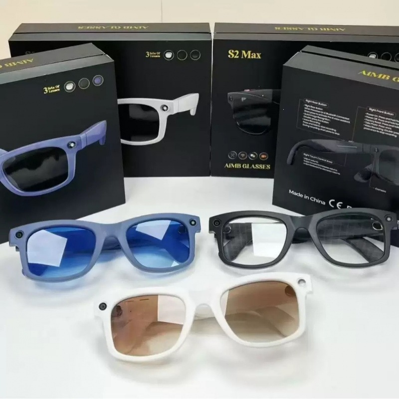 Cross-Border S2 Max Smart Glasses with 5 Million Pixels for Photo Taking, Anti-Shake, 1080P Video Recording, Ai Translation, and Voice Recording