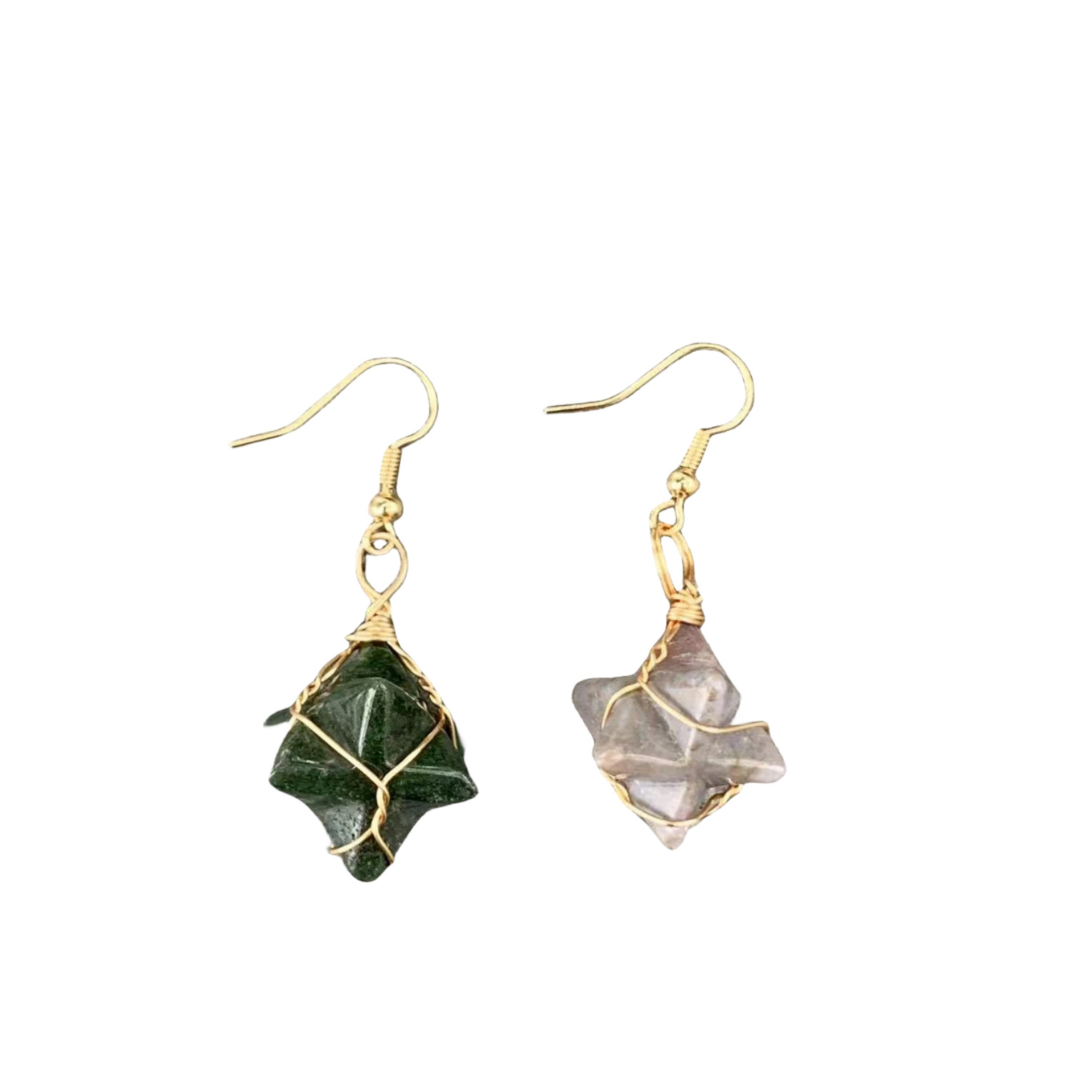 1 Pair Retro Solid Color Inlay Natural Stone Crystal Drop Earrings display picture 14