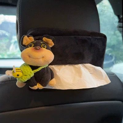 Hanging Cute Bee Dog Tissue – Car tissue box/set - bee-green-bag-is-conspicuous-left-black-velvet-bag