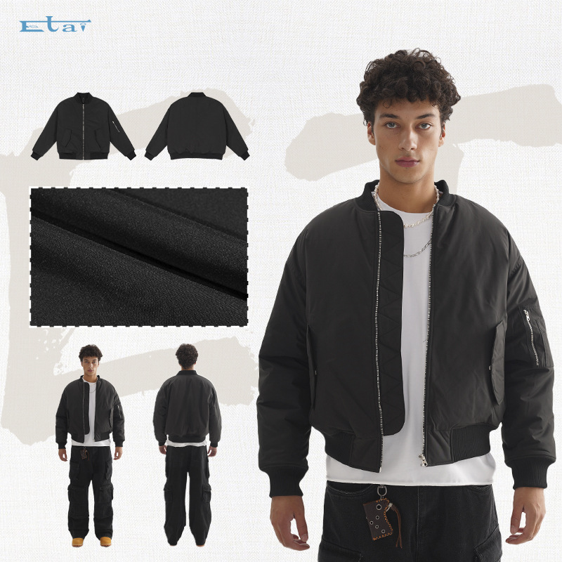 ETAI Hombre| Chaqueta de piloto corta de estilo americano de marca de moda simple color sólido multifuncional chaqueta de cremallera a prueba de derramamientos