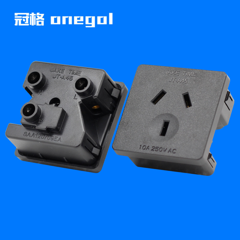 澳规接线插座卡扣式45*45mmPDU排插插座10A250V澳标电源输入插座