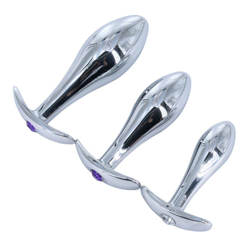 Manufacturer Wholesale New Curved Base-Shaped Water Drop Metal Anal Plug Sex Toy Alternative Toy Metal Anal Plug