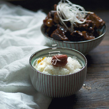 三分烧陶瓷带盖碗炖盅小盖碗日式汤盅餐具厂家直销酒店饭店盖碗