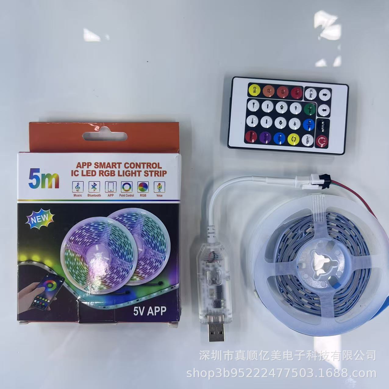 Luz led rgb con usb - Mirage 5050rgb - 5v - 12n placa desnuda - dientes azules transparentes + placa - caja de color image 7