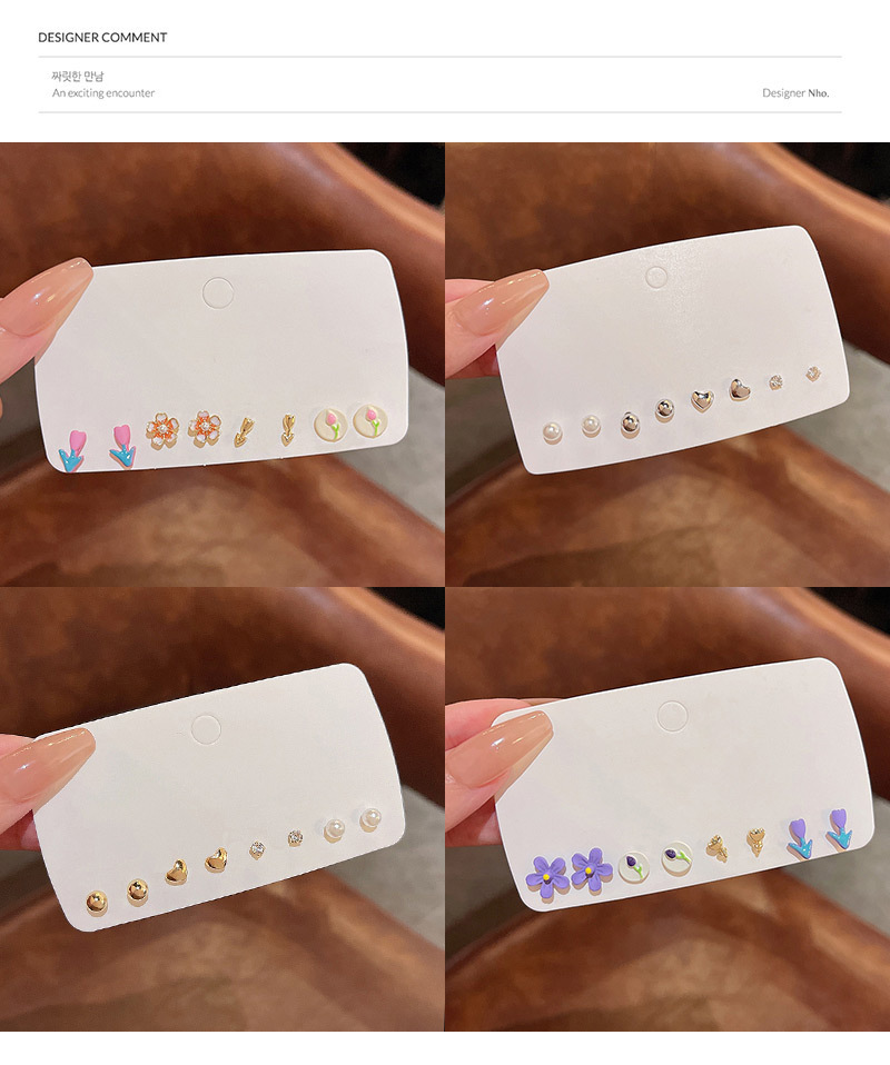 Basic Geometric Copper Plating Opal Earrings 1 Set