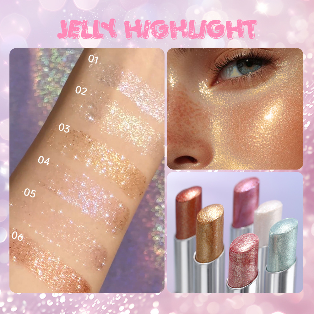 USHAS explosión transfronteriza spot venta al por mayor caliente seis colores gelatina alta luz sombra de ojos varilla UES006