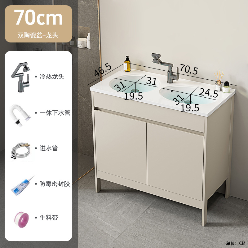Espacio piso de aluminio todo en uno cerámica doble baño doble combinación de gabinete de baño baño baño lavado de manos lavabo mesa de lavado piscina