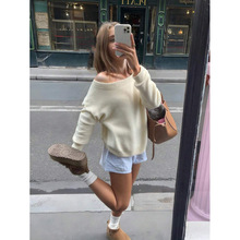 J 36538 Korean Off-Shoulder Sweater ��ϵб��ë�¿羳��ó