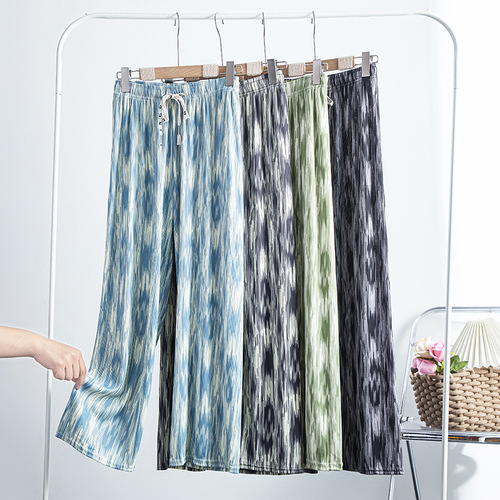 Foreign Trade Ink-Dyeing Wide-Leg Pants for Women, Spring/Summer 2025 New Arrival, High-Waisted, Slimming, Relaxed & Casual Floor-Length Trousers