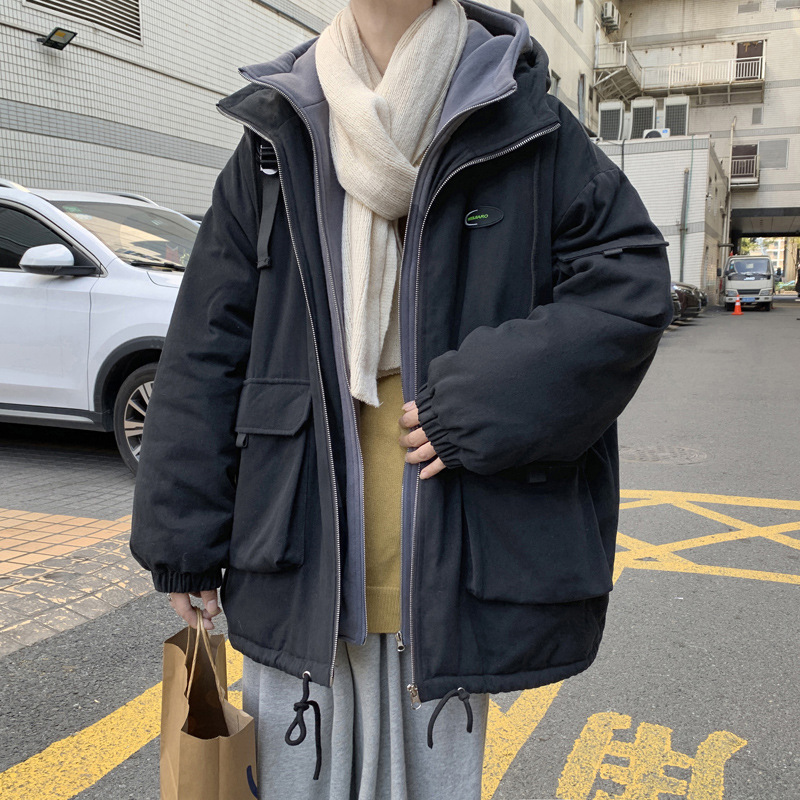 Ropa de trabajo abrigo de algodón acolchado abrigo de los hombres de estilo coreano de moda Otoño e Invierno engrosado abrigo de algodón acolchado invierno suelta moda juvenil casual Chaqueta de algodón acolchado