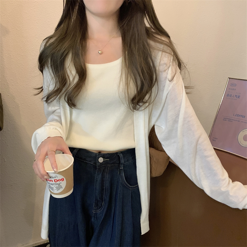 早秋薄款外套女装2025新款松弛感慵懒风宽松外搭针织开衫上衣|undefined