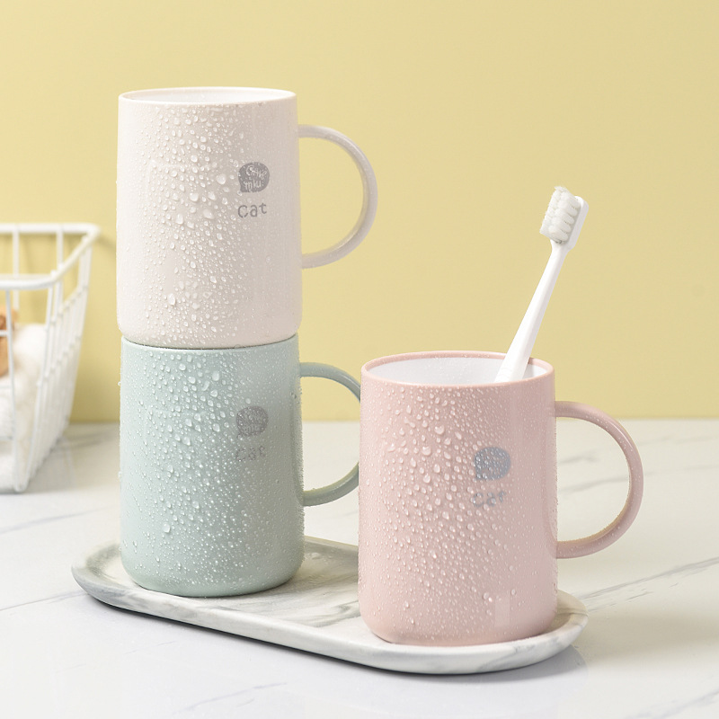 Plastic Mouthwash Simple Household Couple Washing Cartoon Cute Thickened Toothbrush Cup With Handle_voghion.com