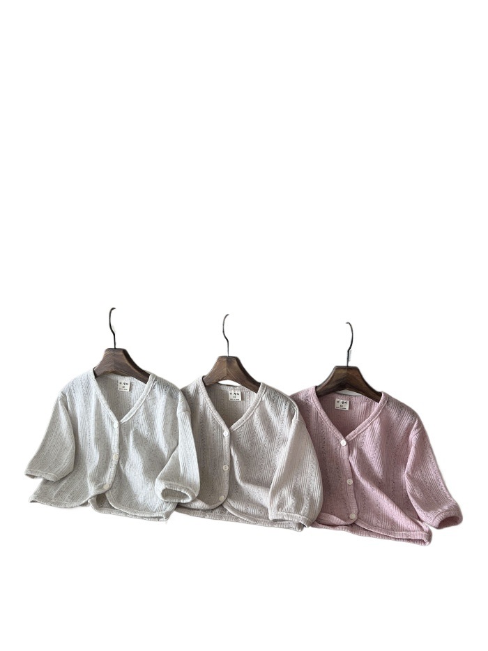 INS estilo coreano verano niñas simple todo partido Delgado abrigo de manga larga aire acondicionado de verano para niños a prueba de mosquitos cardigan