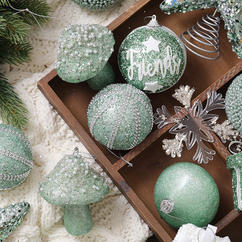 Nuevos productos transfronterizos espuma bola de Navidad decoración de árbol de Navidad colgante colgante colgante decoración de Navidad pintada a mano bola de colores decoración de Navidad