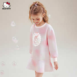 Hello Kitty女童卫衣裙中长款2025春装洋气儿童长袖新款女孩上衣
