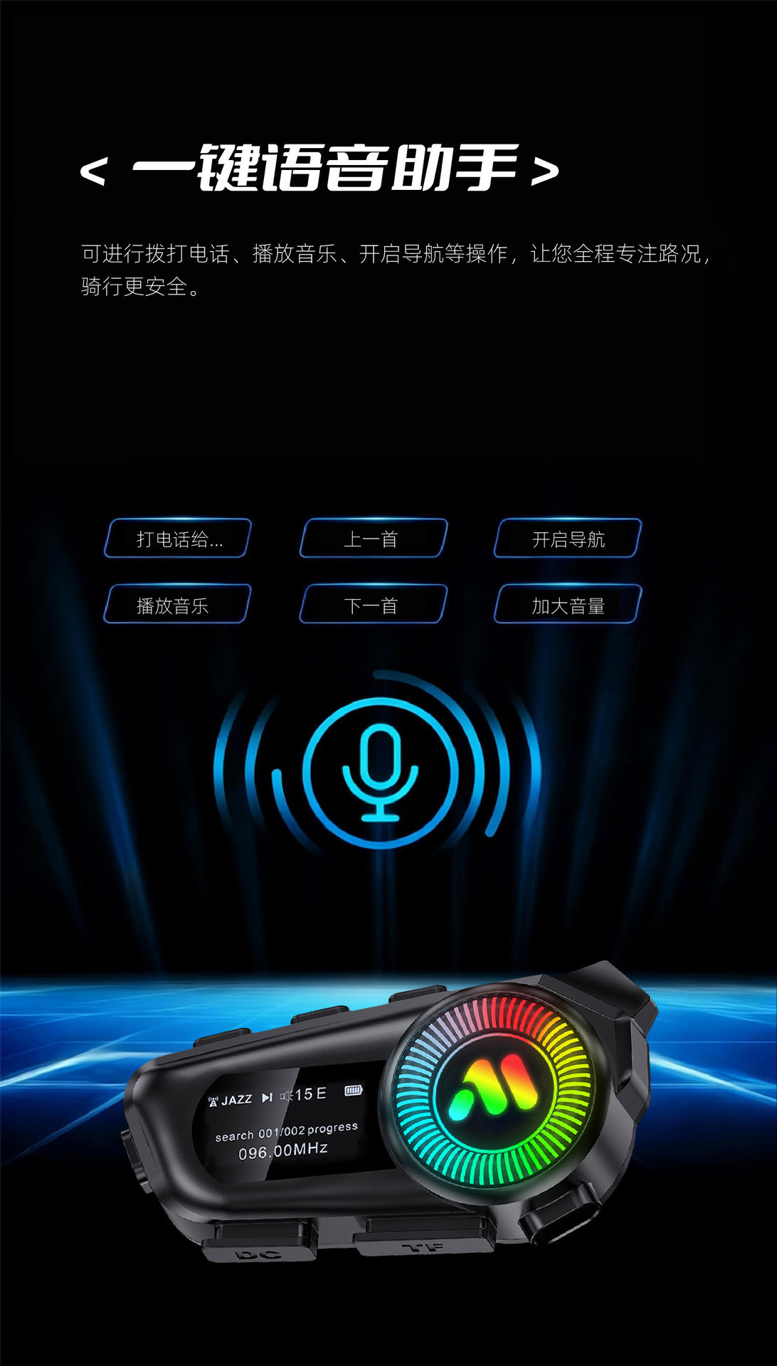 Cross-Border R1 Motorcycle Helmet Bluetooth Headset with Noise Reduction, 30 Hours of Ultra-Long Battery Life, Stereo Music, and Voice Assistant