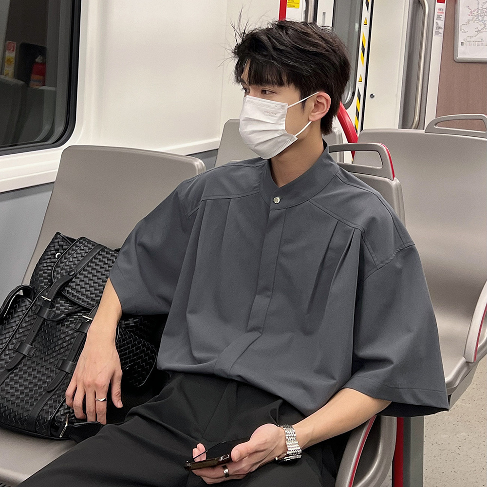 Verano sin planchar nuevos hombres chinos guapos camisa de manga corta para hombres tops de todo fósforo de marca de moda city boy camisa casual